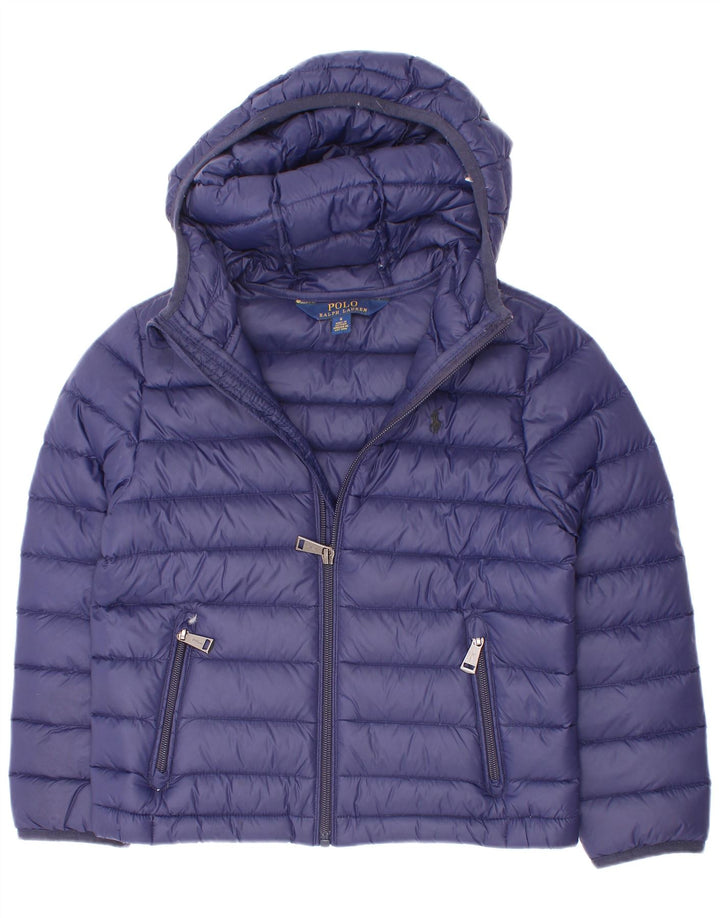 Jaqueta acolchoada com capuz para meninos Polo Ralph Lauren 5-6 anos azul marinho poliéster