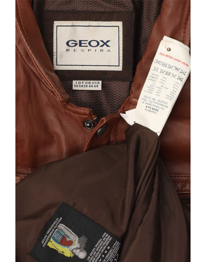 Jaqueta de couro masculina Geox Reino Unido 48 4XL marrom