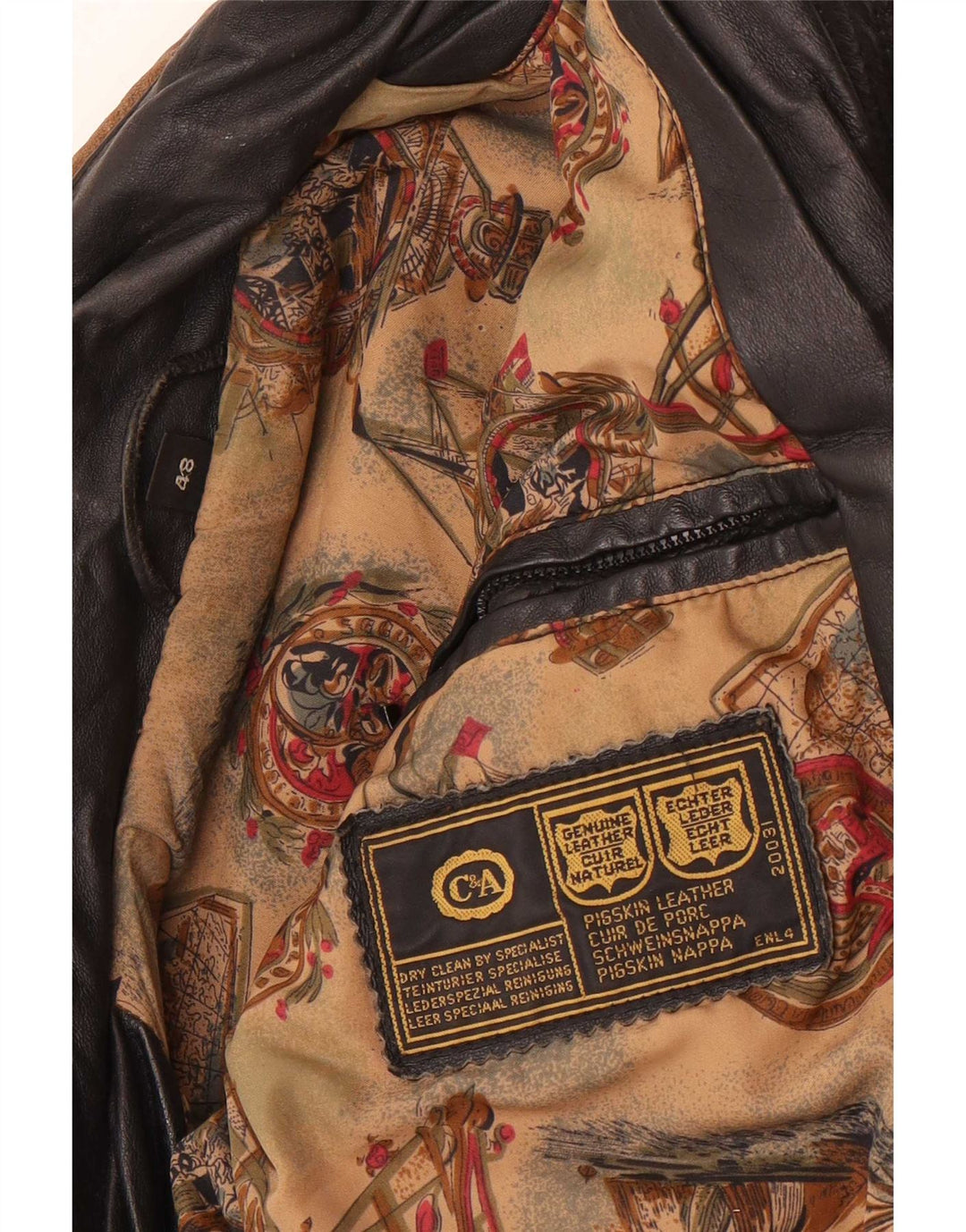 Jaqueta masculina de couro bomber C&A EU 48 médio preto