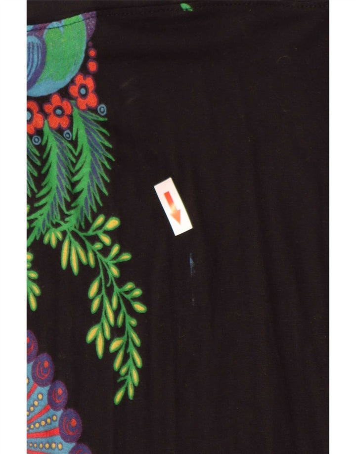 Desigual saia feminina gráfica linha A médio W30 viscose floral preta