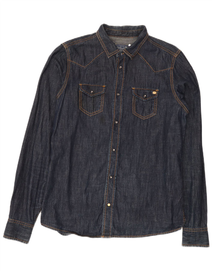 Camisa jeans masculina Diesel grande algodão azul marinho