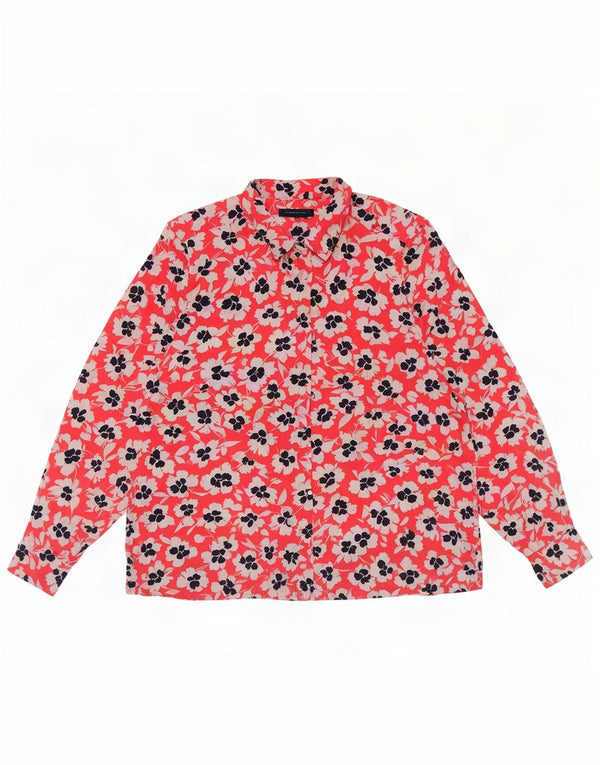 Blusa feminina Marks & Spencer grande tamanho Reino Unido 18 XL poliéster floral vermelho
