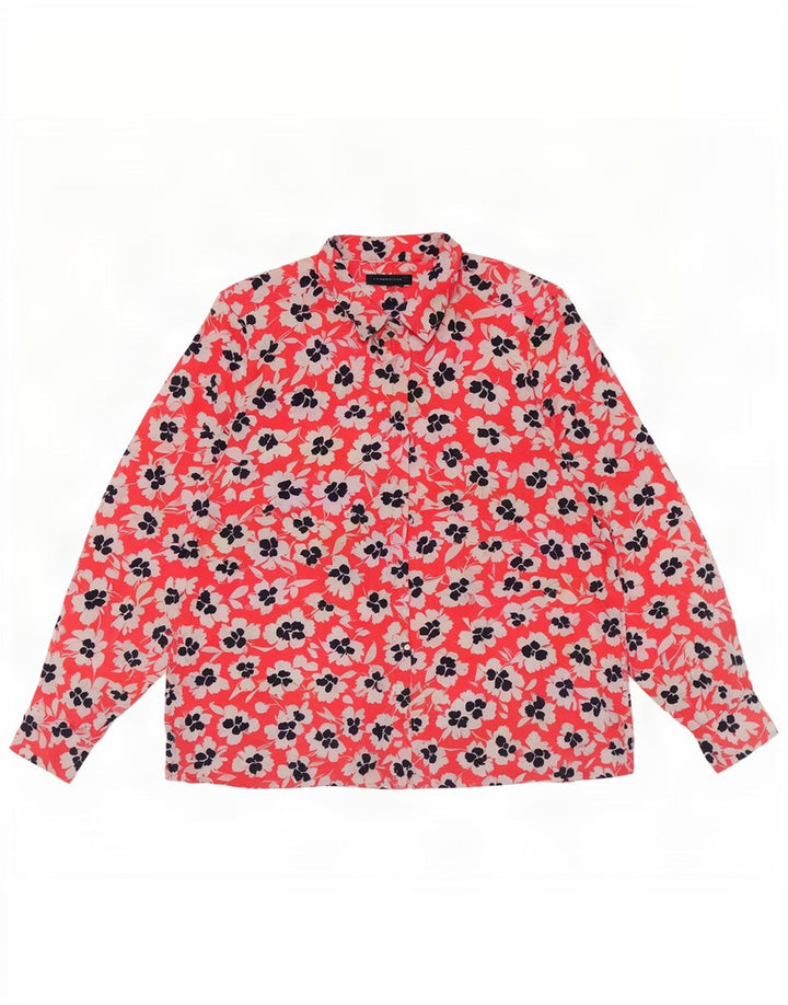 Blusa feminina Marks & Spencer grande tamanho Reino Unido 18 XL poliéster floral vermelho