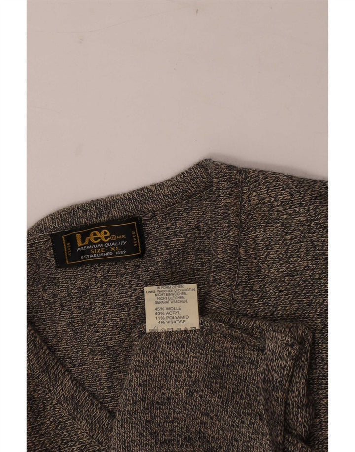 Suéter masculino Lee com decote em V XL lã manchada cinza