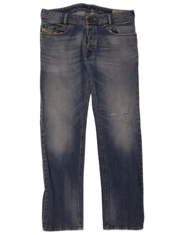 Diesel Mens Lakop Regular Slim Tapered Jeans W34 L32 Azul Algodão