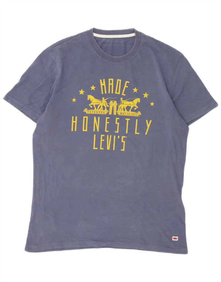 Camiseta gráfica masculina Levi's Top grande de algodão azul