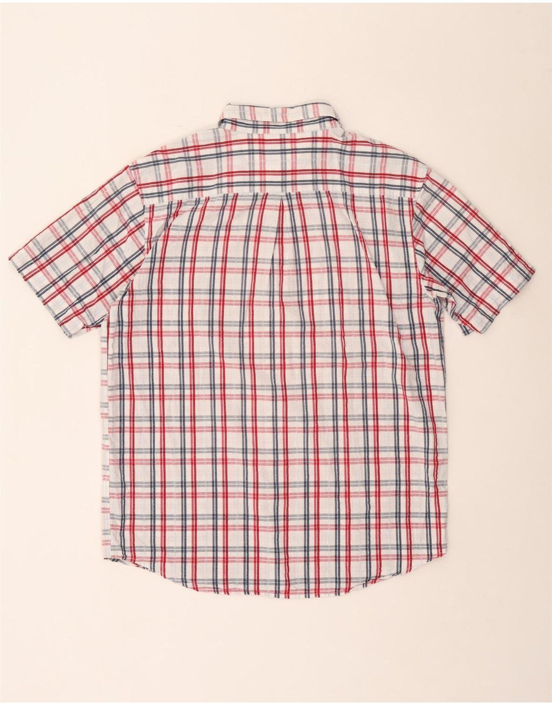 Wrangler Camisa masculina de manga curta grande algodão xadrez branco