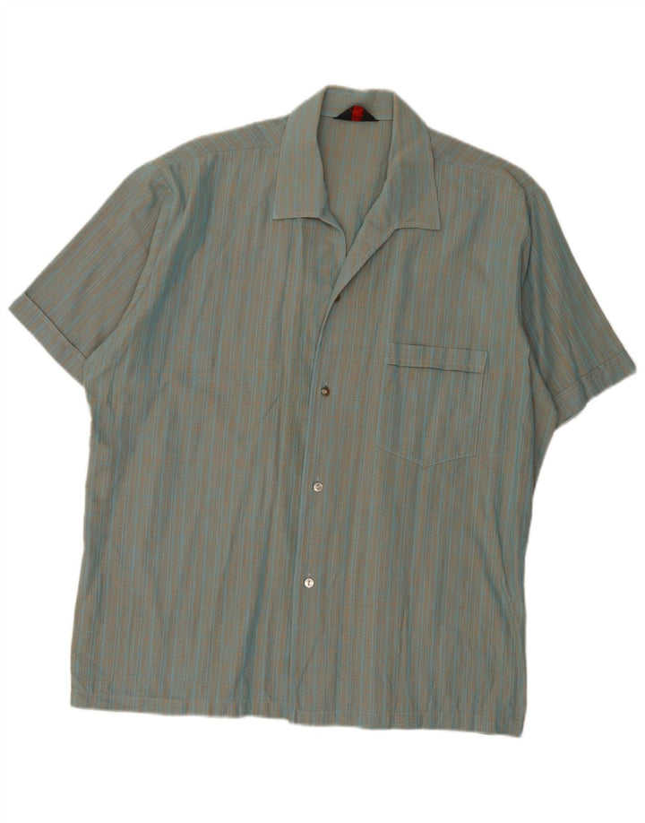 Camisa masculina de manga curta Van Heusen XL azul xadrez algodão