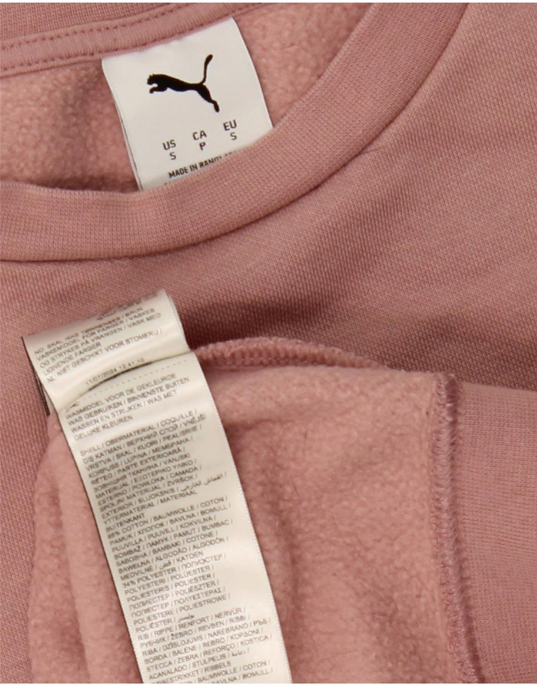 Puma moletom feminino oversized jumper UK 10 pequeno algodão rosa