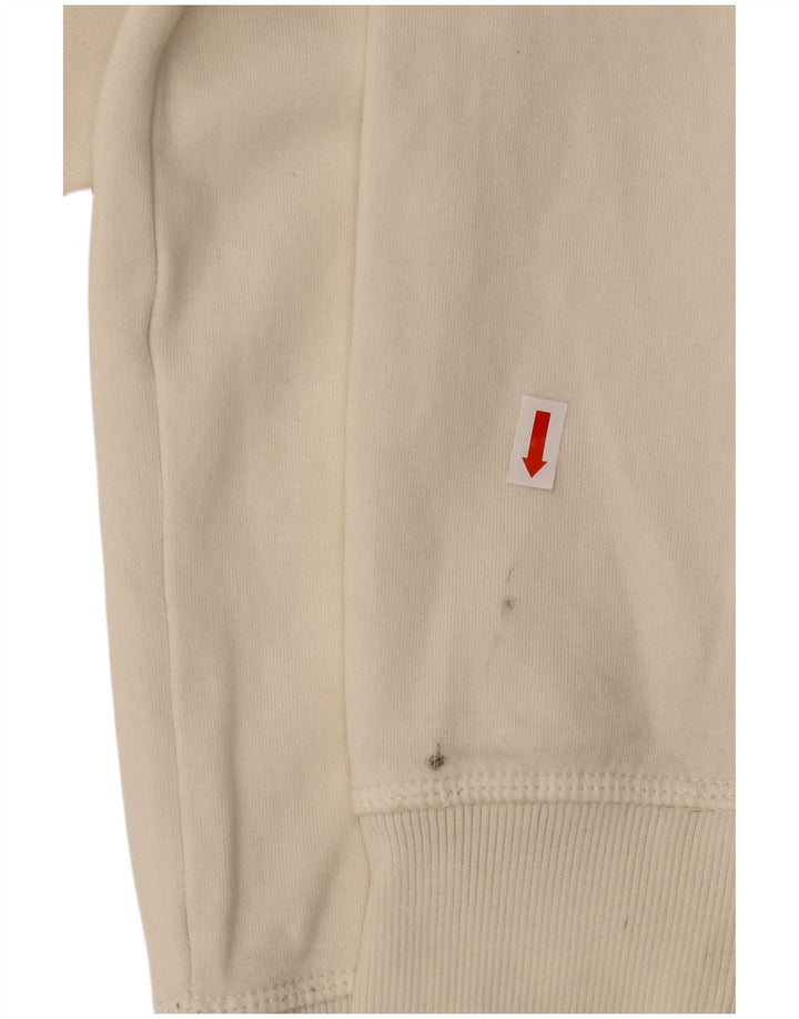 CHAMPION Suéter feminino com capuz gráfico Reino Unido 14 algodão branco médio