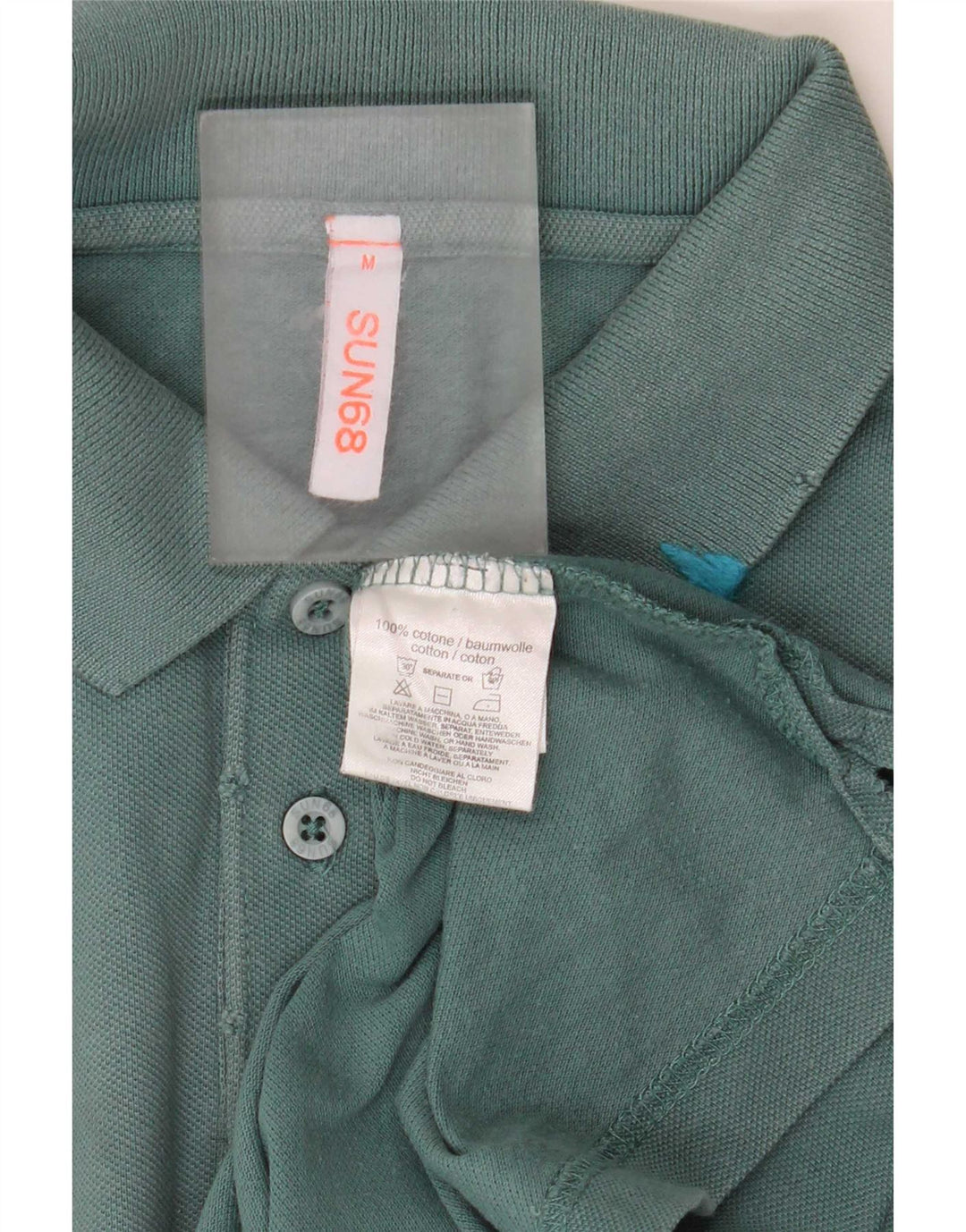 Camisa polo masculina Sun68 de algodão verde médio