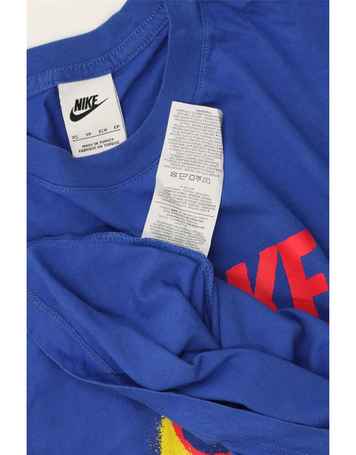 Camiseta Nike masculina gráfica Top XS azul algodão