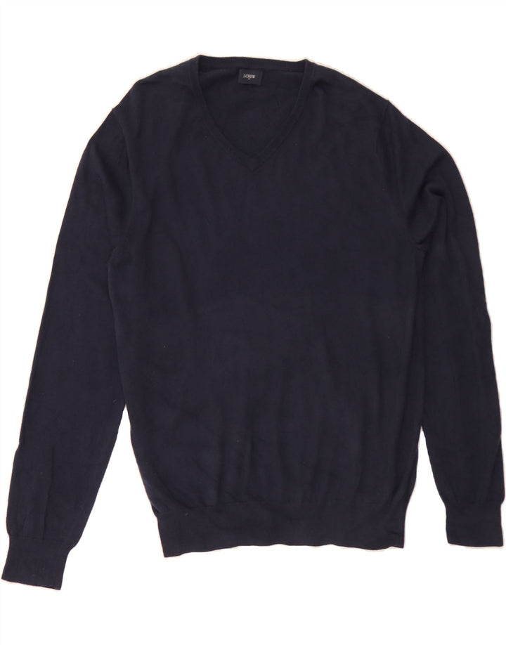J. CREW Mens V-Neck Jumper Sweater Medium Navy Blue Cotton Vintage J. Crew and Second-Hand J. Crew from Messina Hembry 
