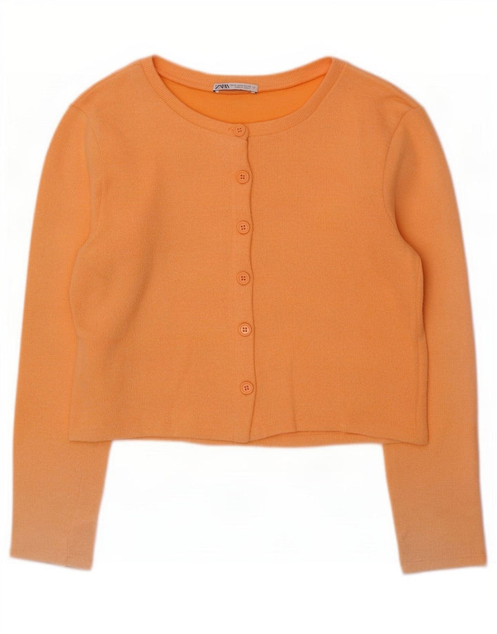 Zara Womens Crop Cardigan Top UK 12 Médio Laranja