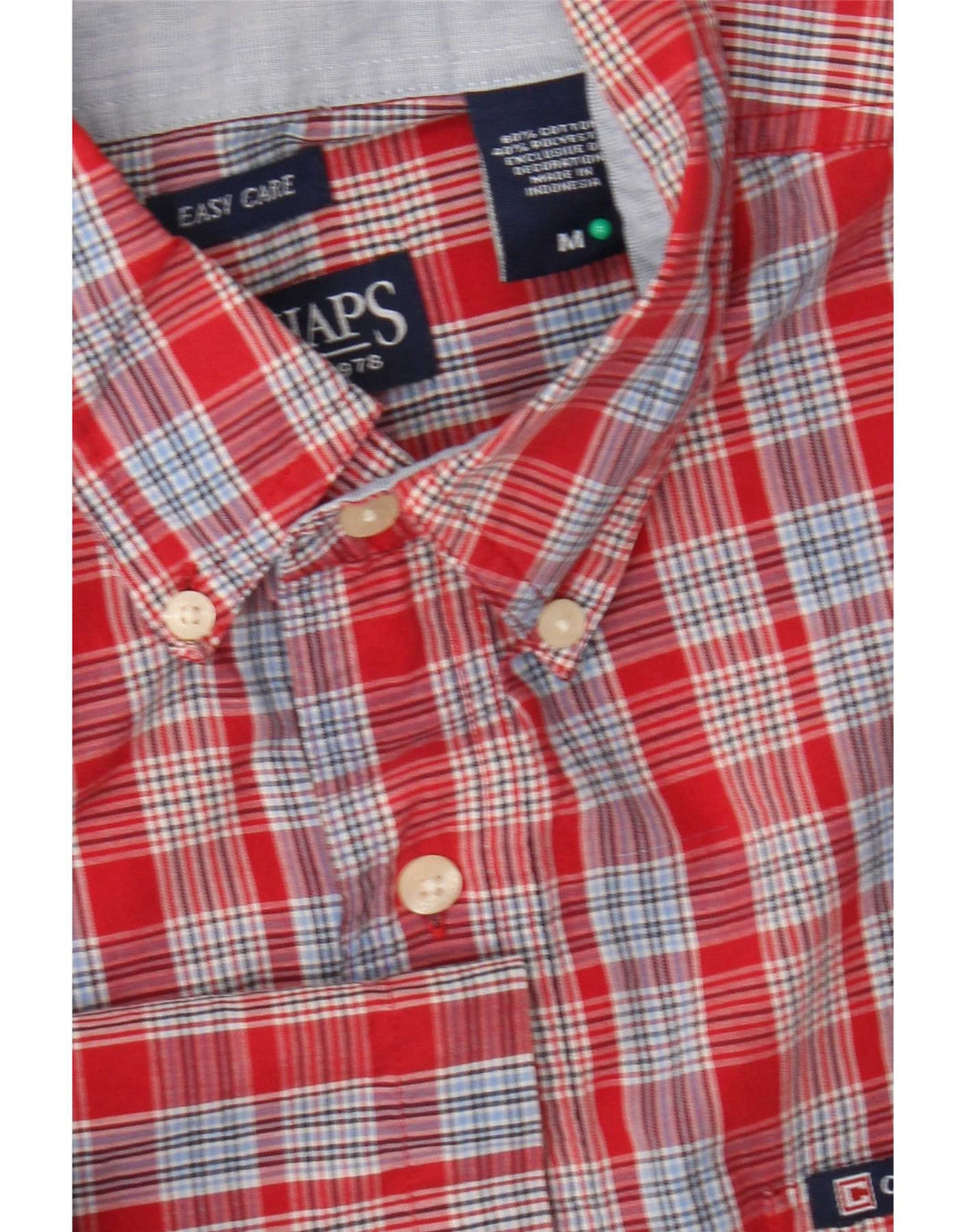 Camisa masculina de manga curta Chaps de algodão xadrez vermelho médio