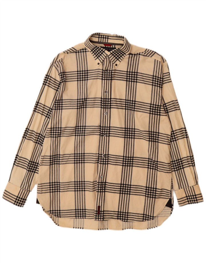 Camisa masculina TOMMY HILFIGER grande algodão xadrez bege