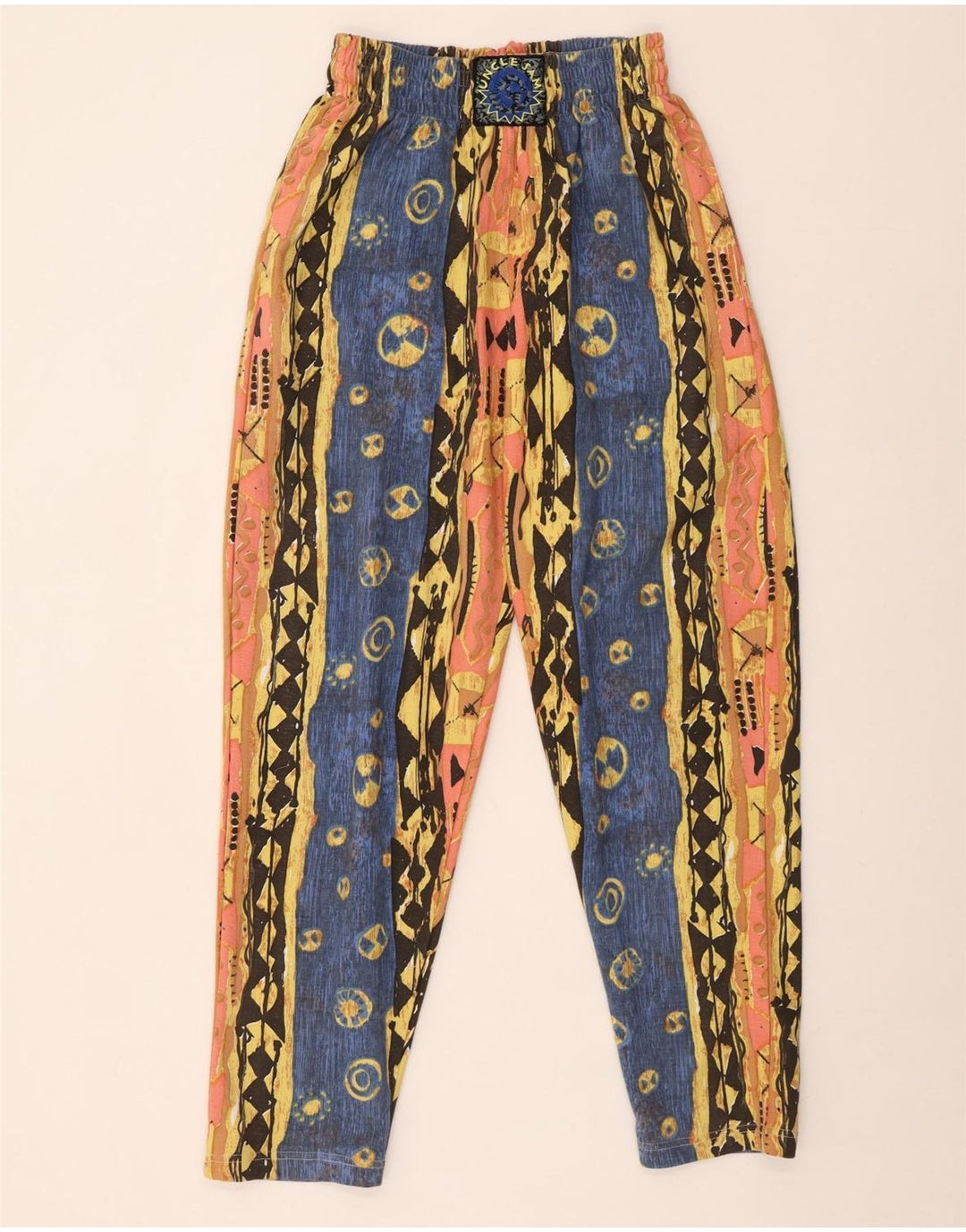 Calça feminina de cintura alta Tio Sam pequena W27 L29 algodão multicolorido