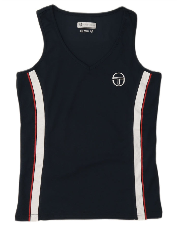 Colete feminino Sergio Tacchini UK 6 XS azul marinho colorblock poliéster
