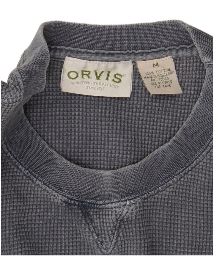 Orvis Mens Top Manga Longa Algodão Cinza Médio