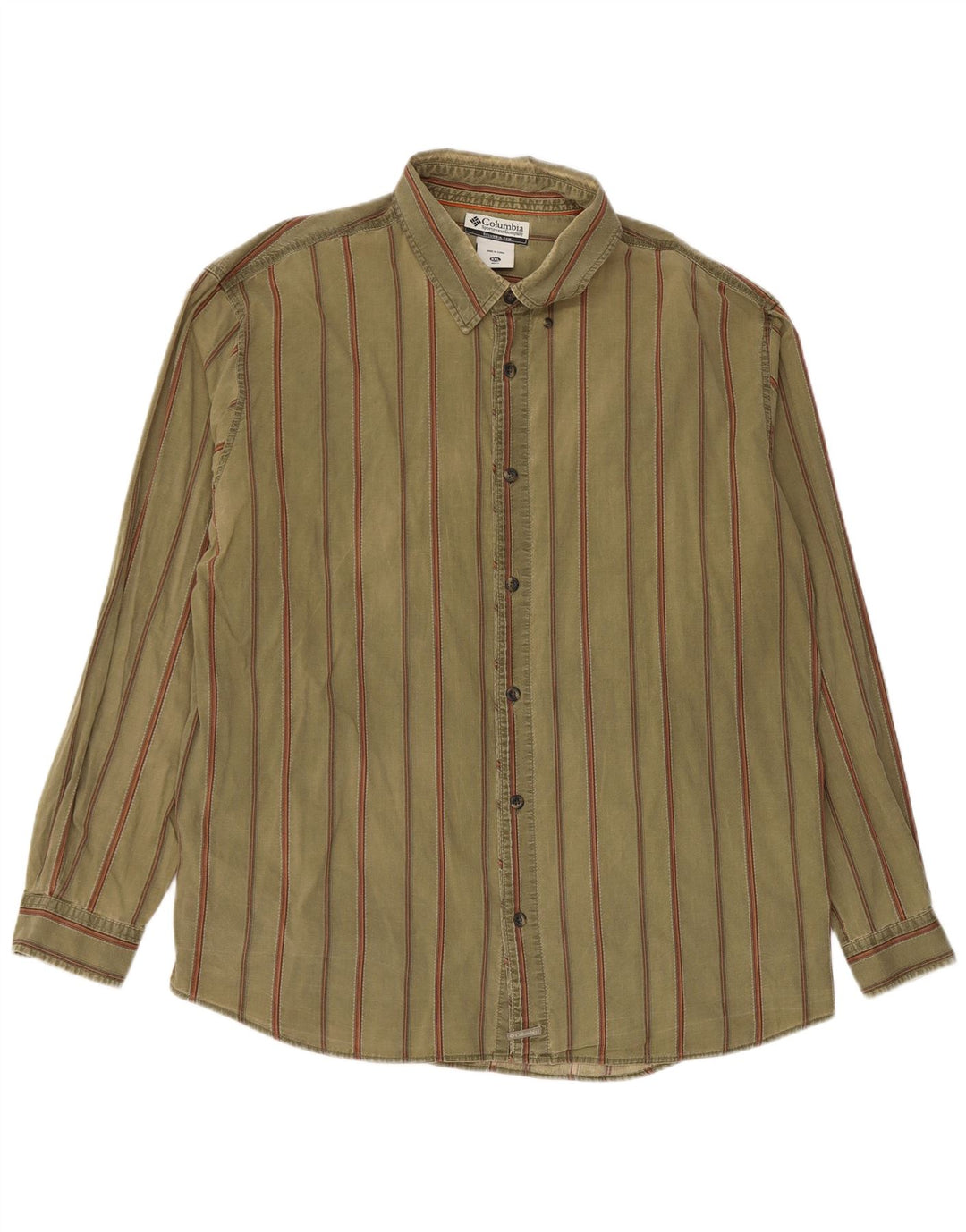 Camisa feminina Columbia 2XL algodão listrado cáqui