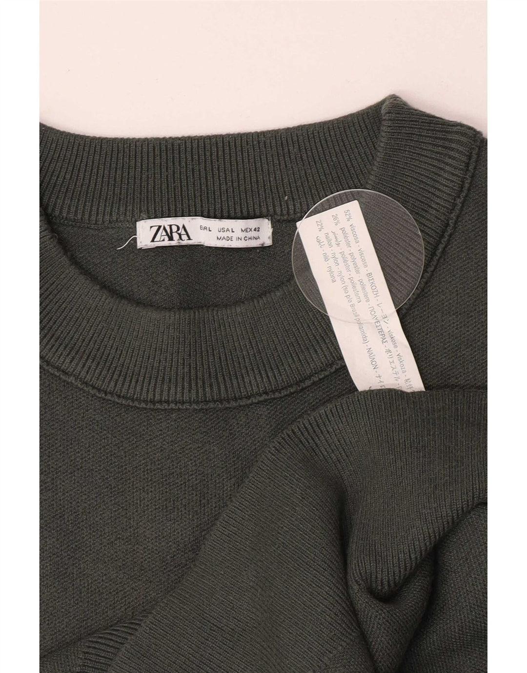 Zara Suéter masculino com gola redonda, grande viscose verde