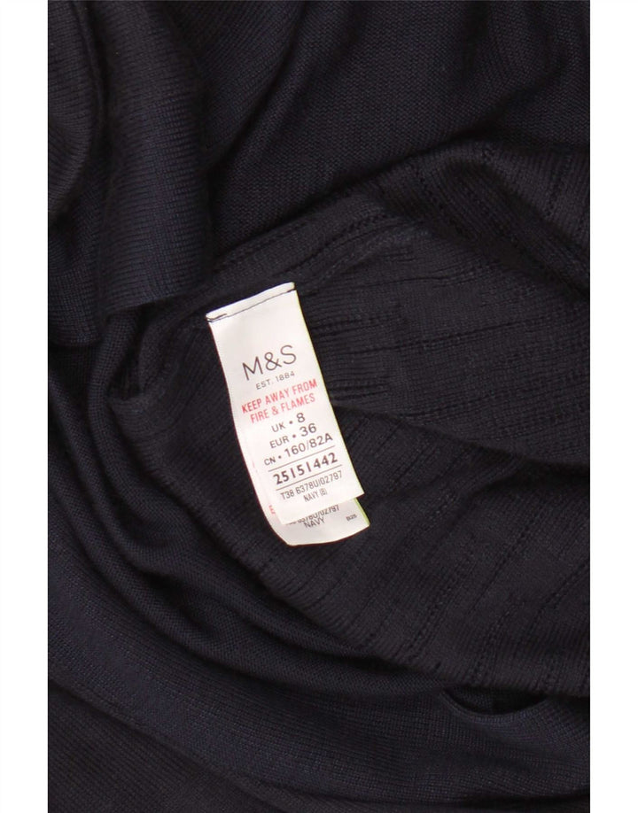 Suéter cardigã aberto feminino Marks & Spencer UK 8 pequeno azul marinho viscose
