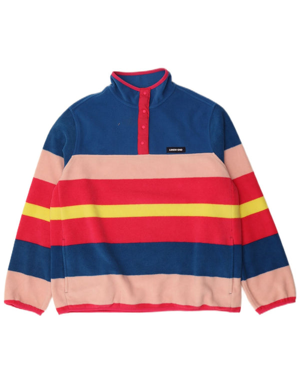Lands End Womens Oversized Fleece Jumper Reino Unido 16 Grande Listrado Multicolorido