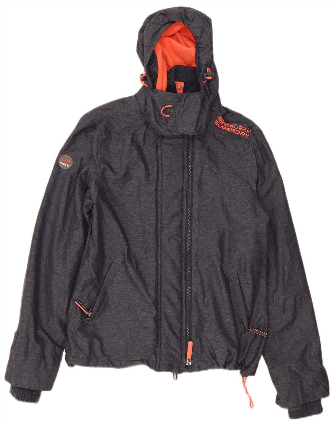 Jaqueta corta-vento feminina Superdry com capuz e blusão UK 16 grande cinza