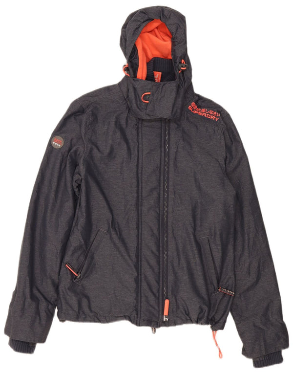 Jaqueta corta-vento feminina Superdry com capuz e blusão UK 16 grande cinza