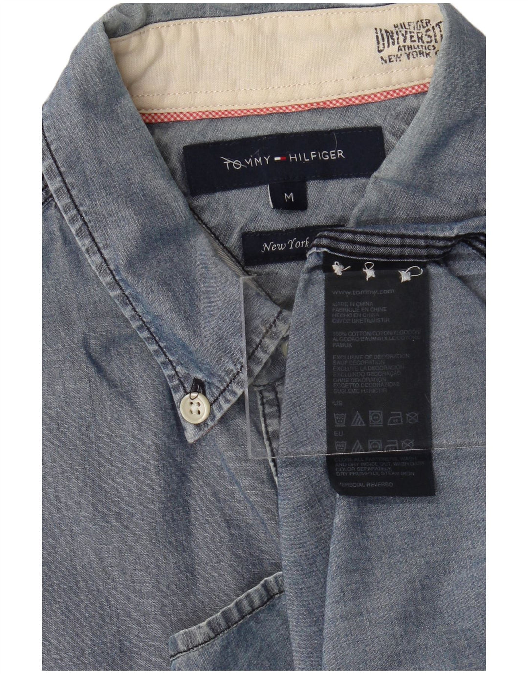 Camisa masculina TOMMY HILFIGER New York Fit algodão azul médio