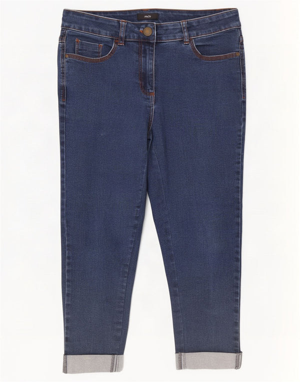 M&Co Jeans Capri Feminino Slim UK 10 Pequeno W28 L20 Azul Algodão