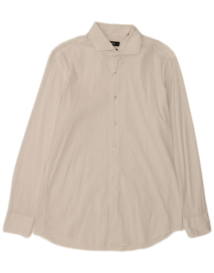 Hugo Boss Mens Slim Fit Camisa Tamanho 41 16 Grande Branco