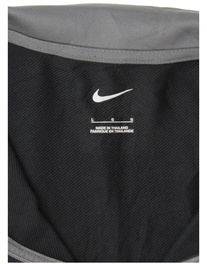 NIKE Mens Zip Neck Pullover Treino Top Grande Poliéster Preto