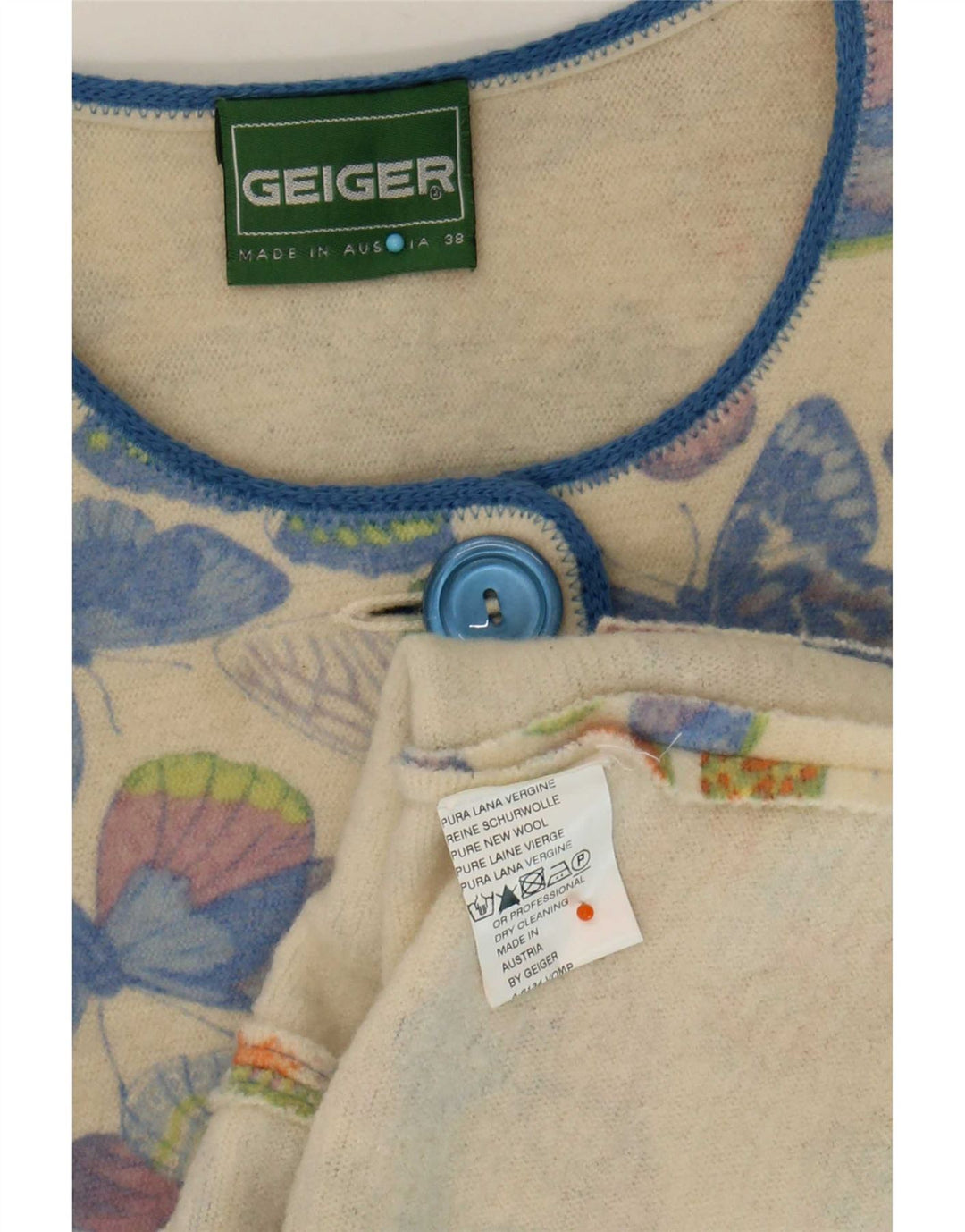 Jaqueta blazer feminina Geiger de malha com 5 botões EU 38 médio off white borboleta