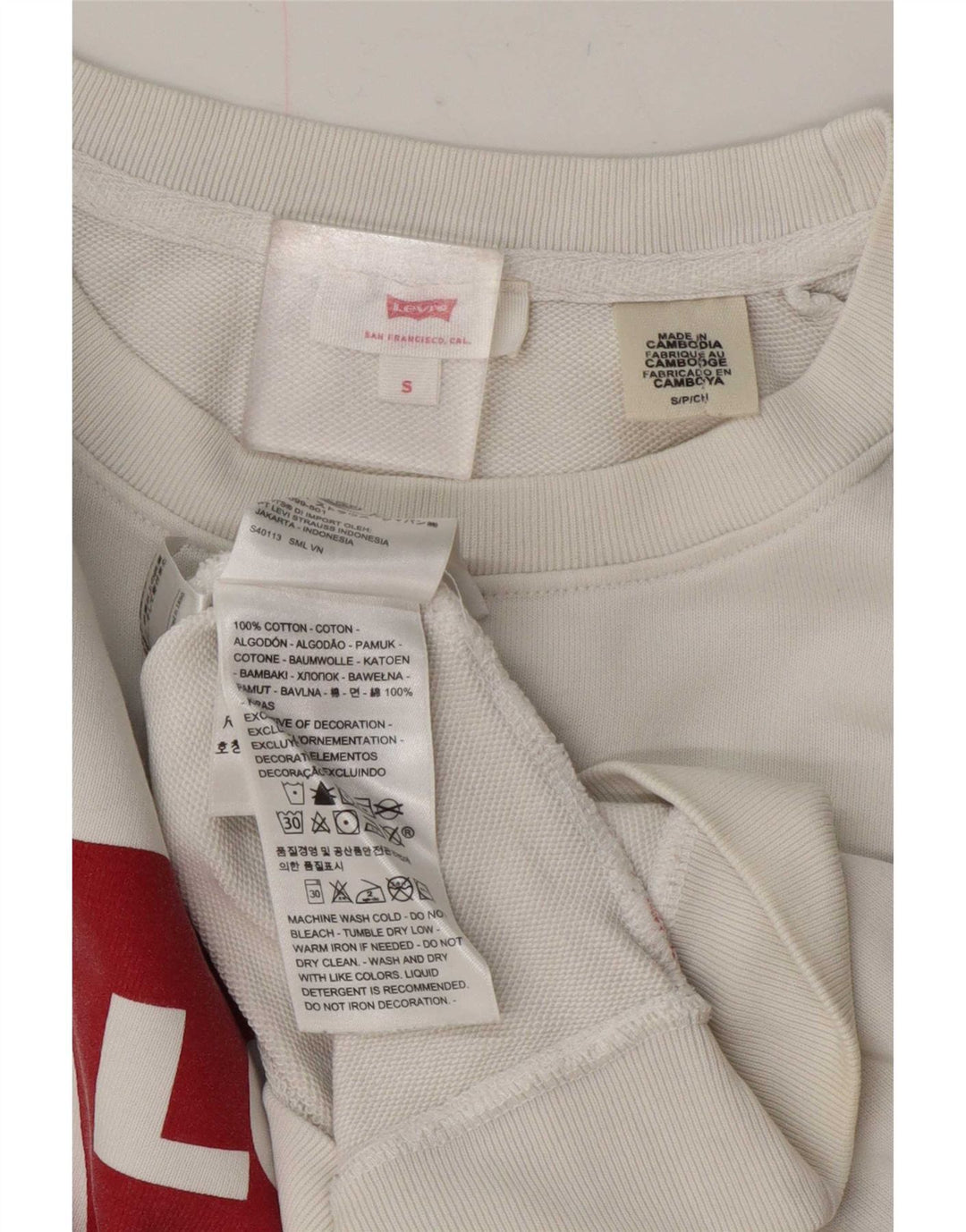 Moletom feminino Levi's com estampa oversized, Reino Unido 10 pequeno algodão branco