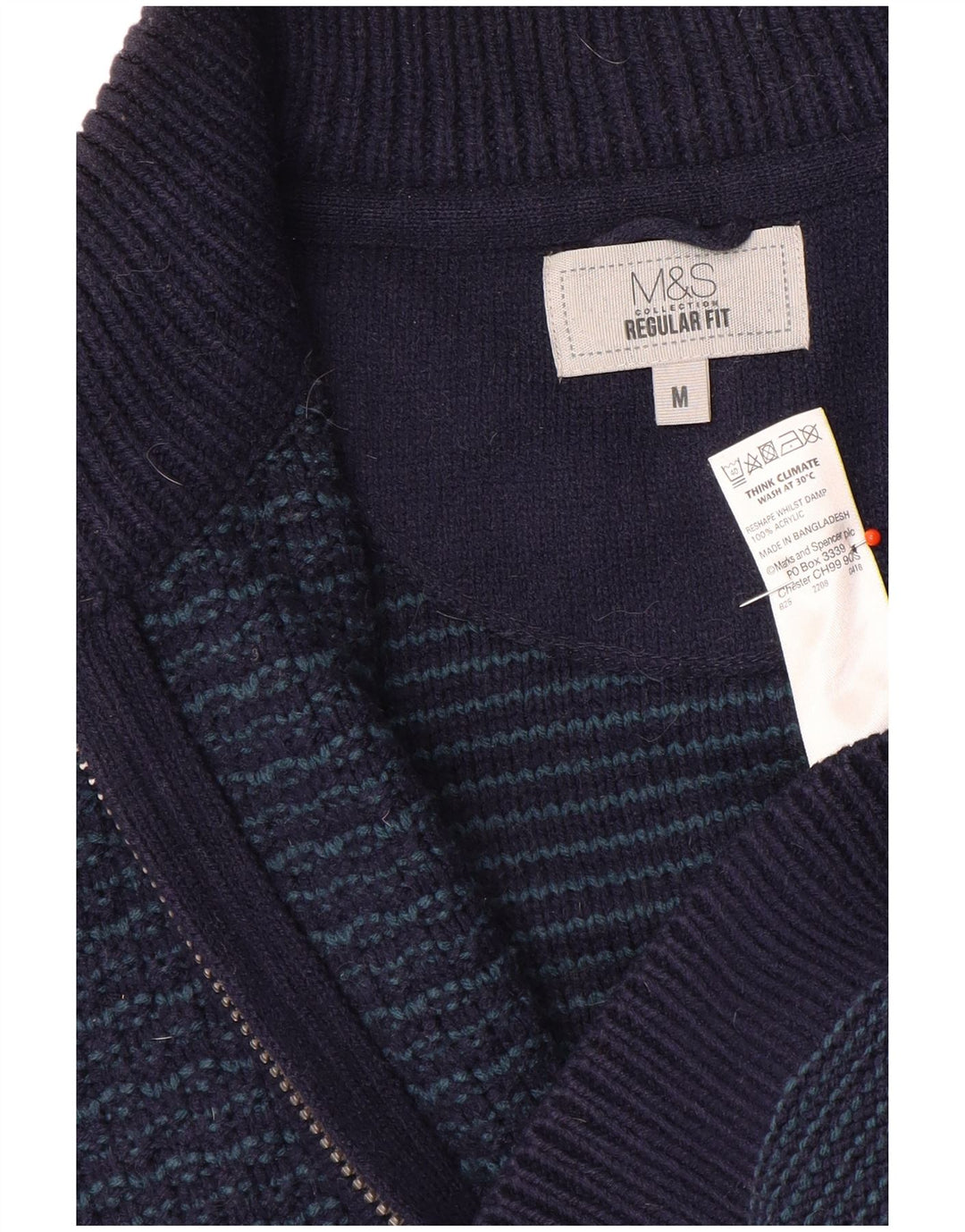 Suéter cardigã masculino Marks & Spencer regular fit médio azul marinho acrílico