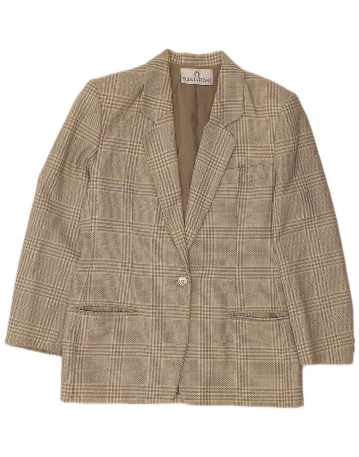 Jaqueta blazer feminina Longline FIORELLA RUBINO Reino Unido 12 xadrez cinza médio