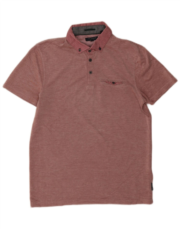 Camisa polo masculina Ted Baker tamanho 3 médio Borgonha Modal
