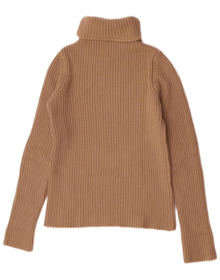 Suéter feminino Stefanel com gola redonda e lã marrom médio UK 12