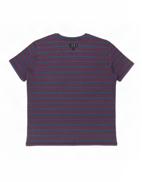 Camiseta masculina Fat Face Top grande algodão listrado azul marinho
