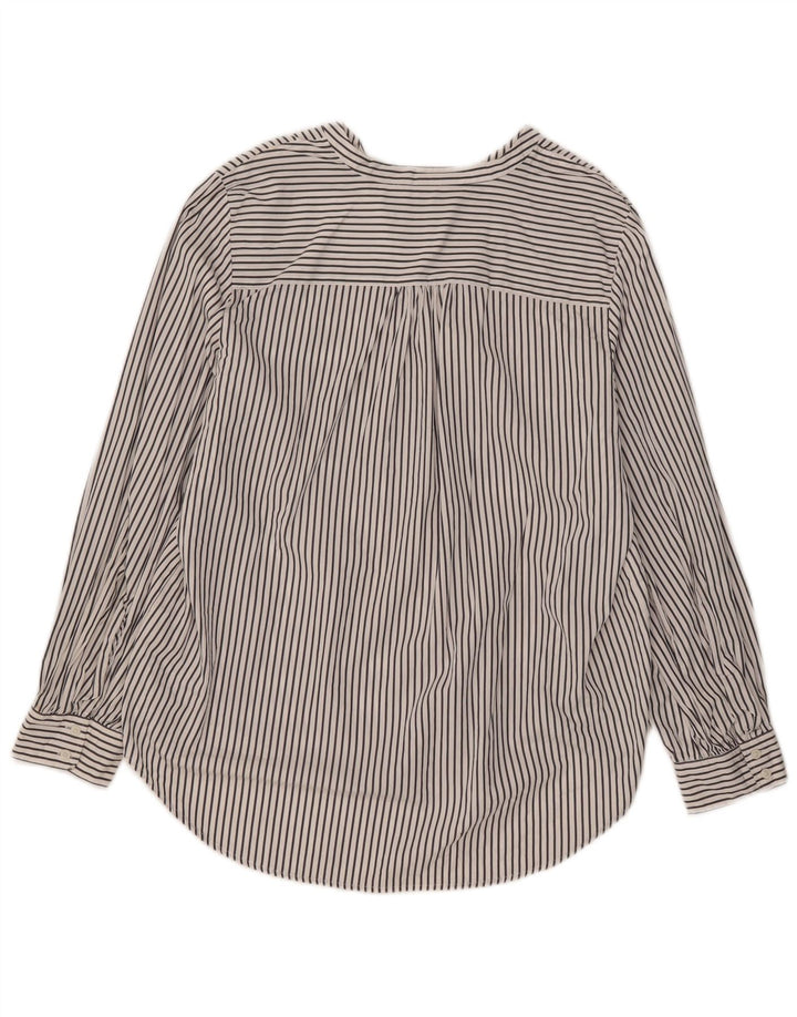 Pulôver feminino Marks & Spencer UK 16 grande algodão listrado branco