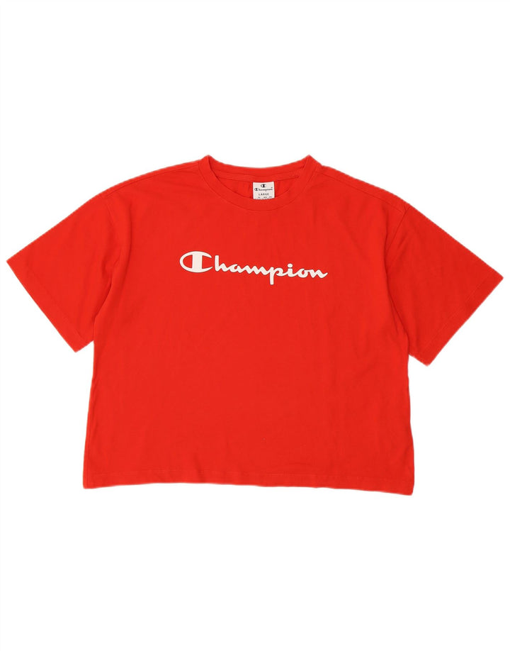 Camiseta feminina CHAMPION com estampa gráfica UK 16 grande algodão vermelho