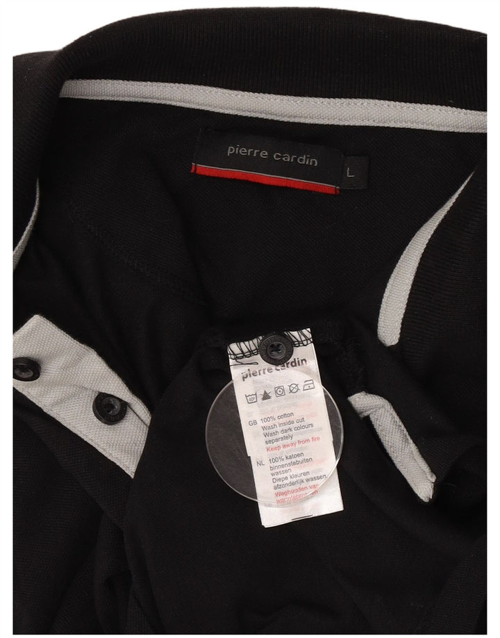 Camisa polo masculina Pierre Cardin grande algodão preto
