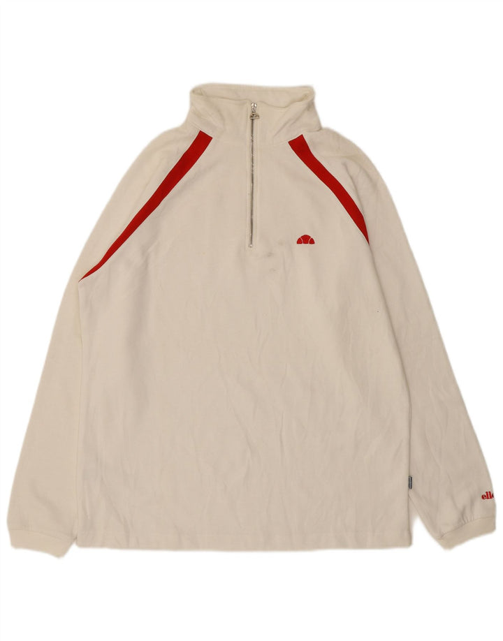 Moletom masculino ELLESSE com zíper e gola alta de algodão branco