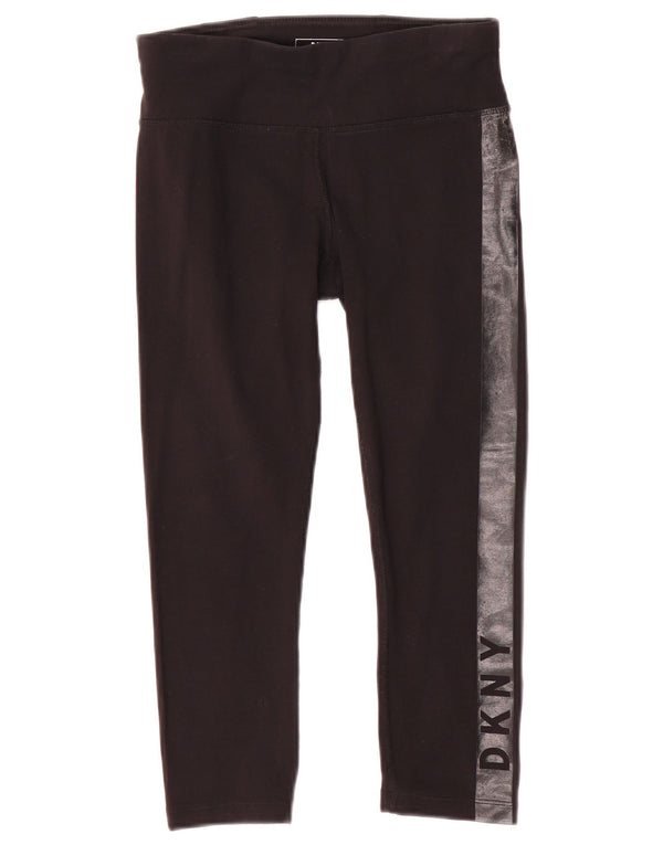 Dkny Womens Graphic Capri Leggings UK 4 XS Preto Colorblock Algodão