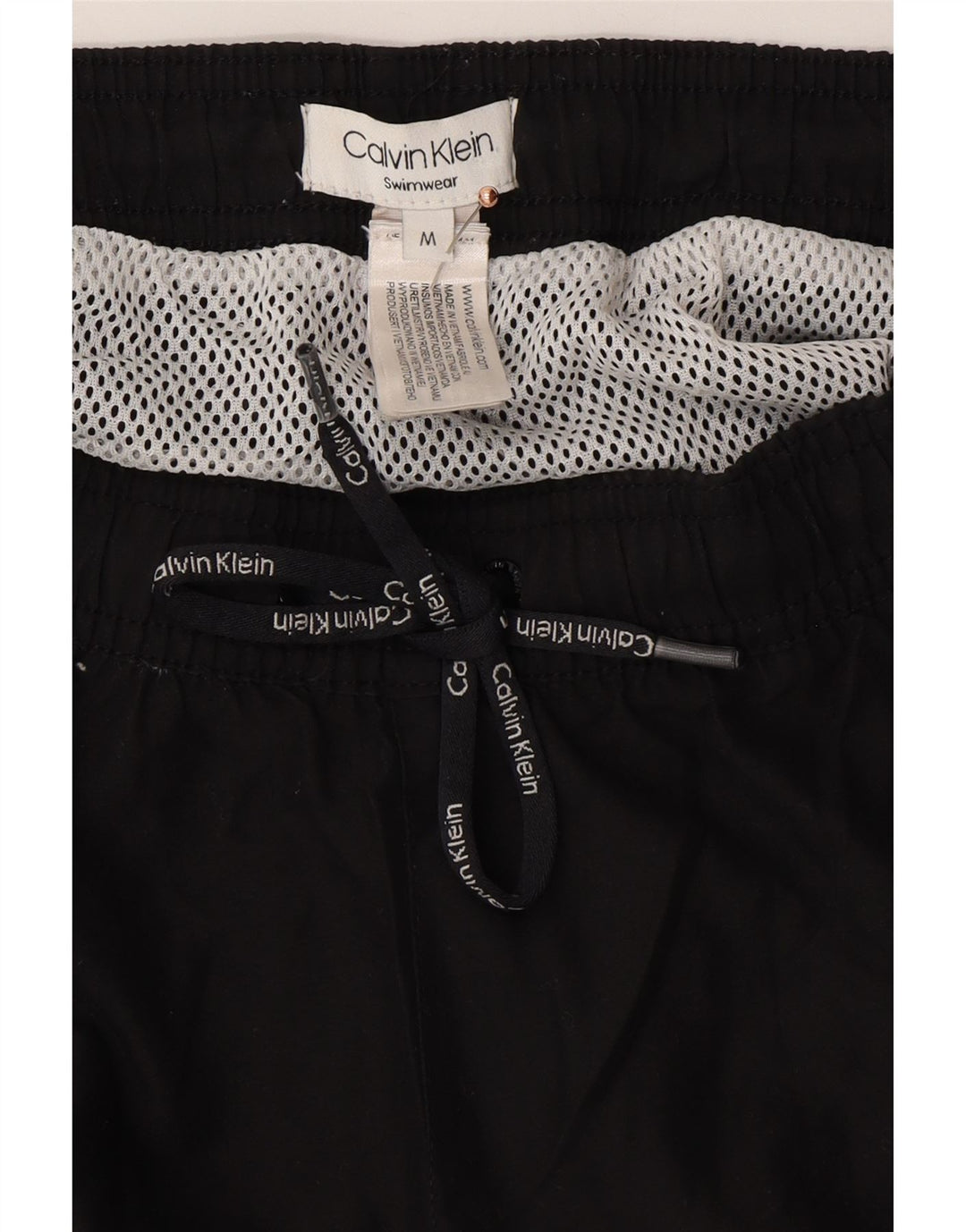 CALVIN KLEIN Shorts de natação masculino gráfico médio preto poliéster