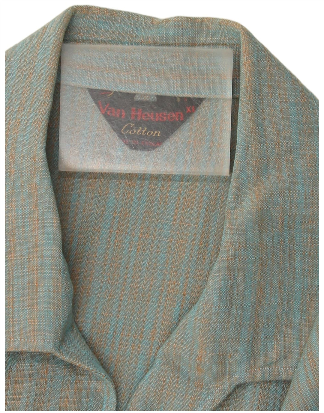 Camisa masculina de manga curta Van Heusen XL azul xadrez algodão