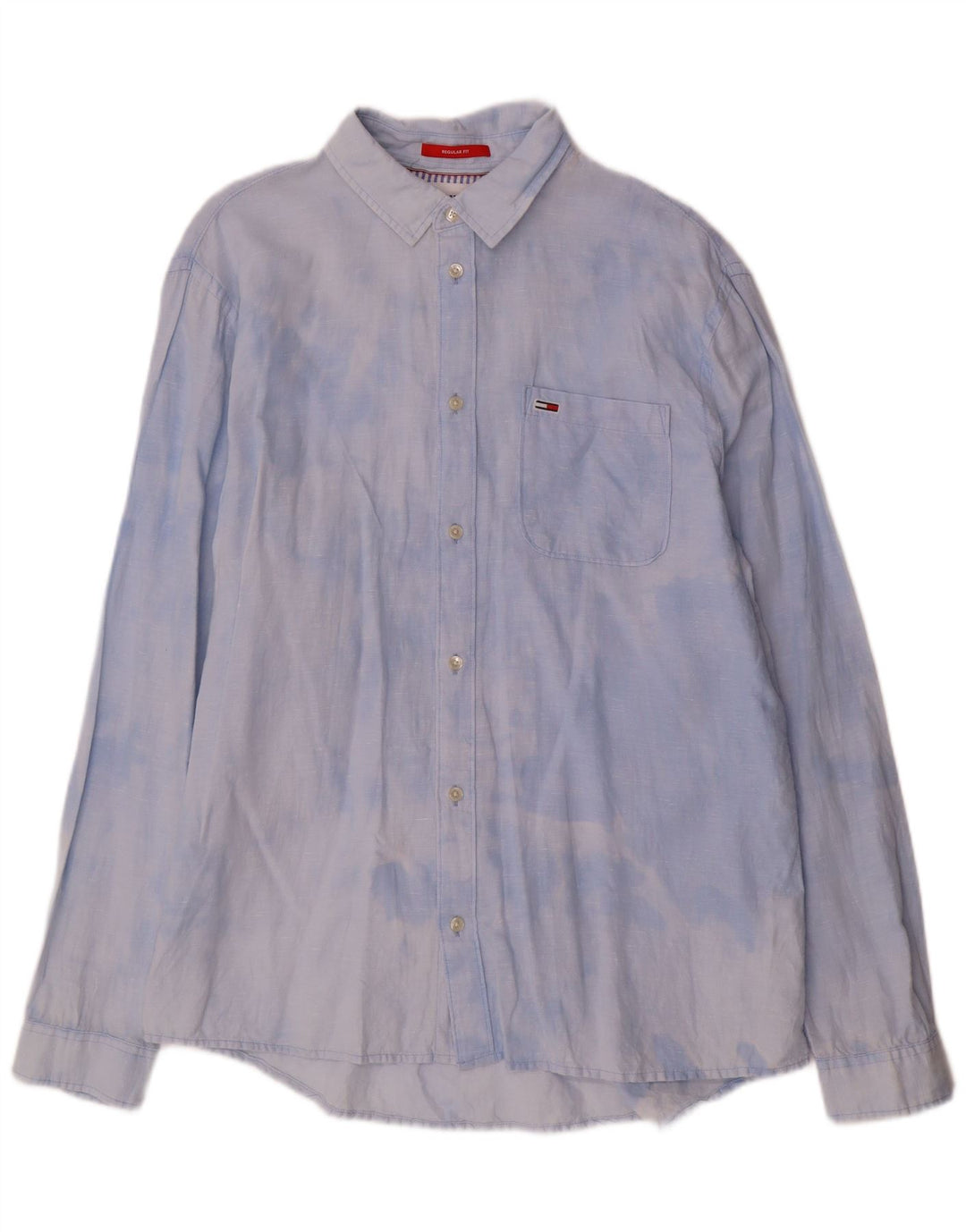 Camisa masculina TOMMY HILFIGER de ajuste regular XL azul tie dye algodão