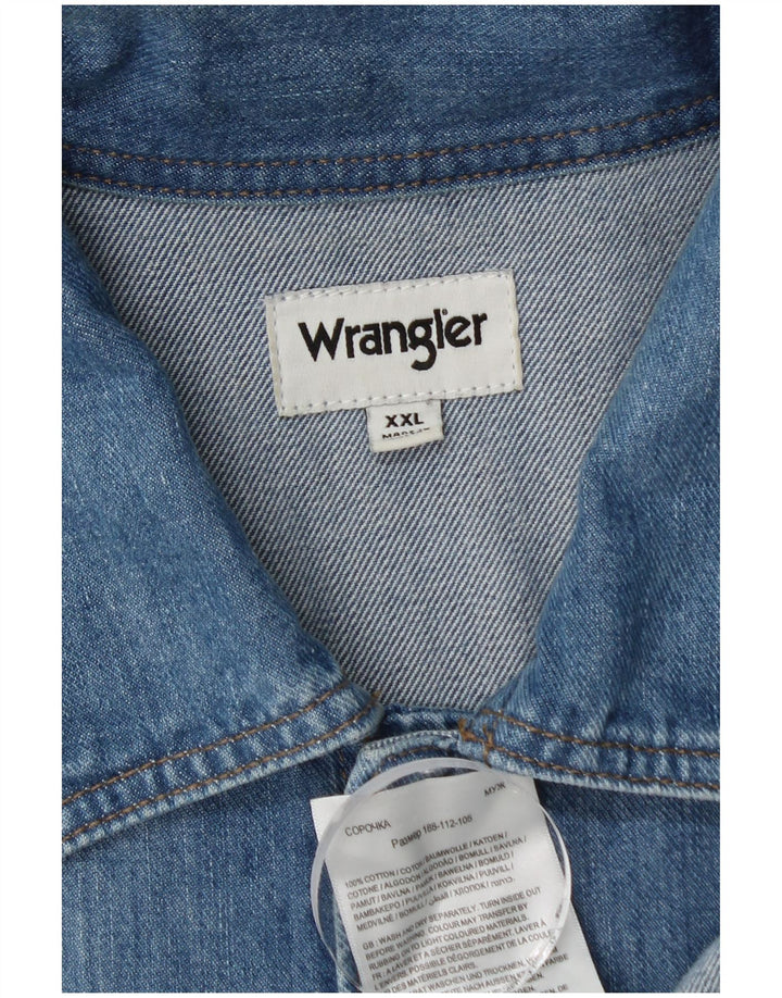 Wrangler Camisa jeans masculina de manga curta 2XL algodão azul