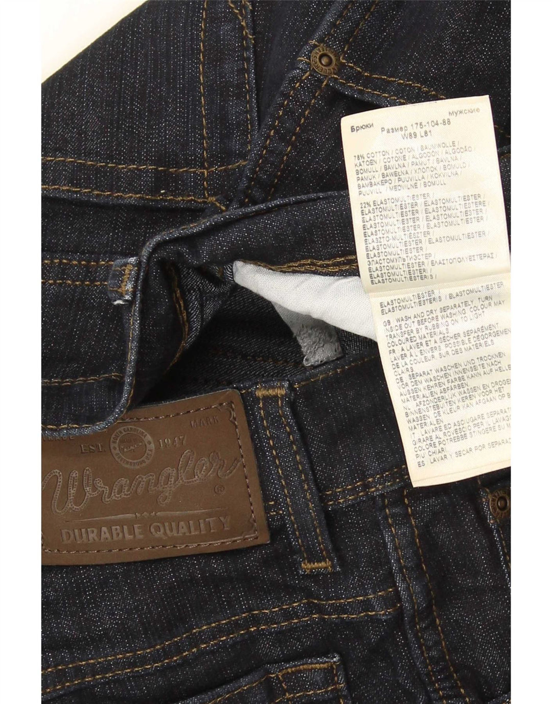 Wrangler Mens Regular Fit Straight Jeans W35 L32 Azul Marinho Algodão